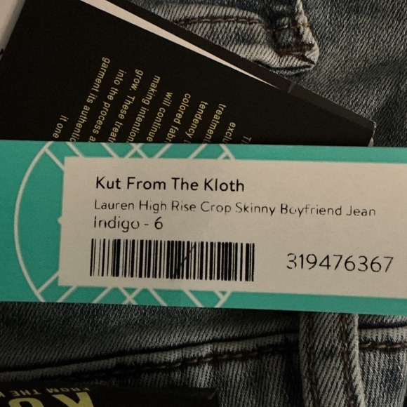 KUT from the Kloth Lauren High Rise Crop Straight Leg 6 Indigo Stitch Fix NWT - Picture 6 of 9